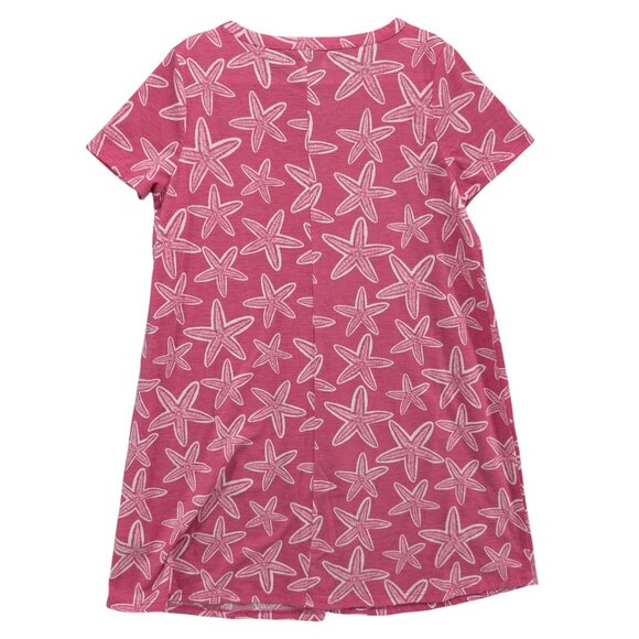 Crown & Ivy Starfish Shirt Dress Girls Pink White Short Sleeve Pullover Size M - Picture 2 of 8